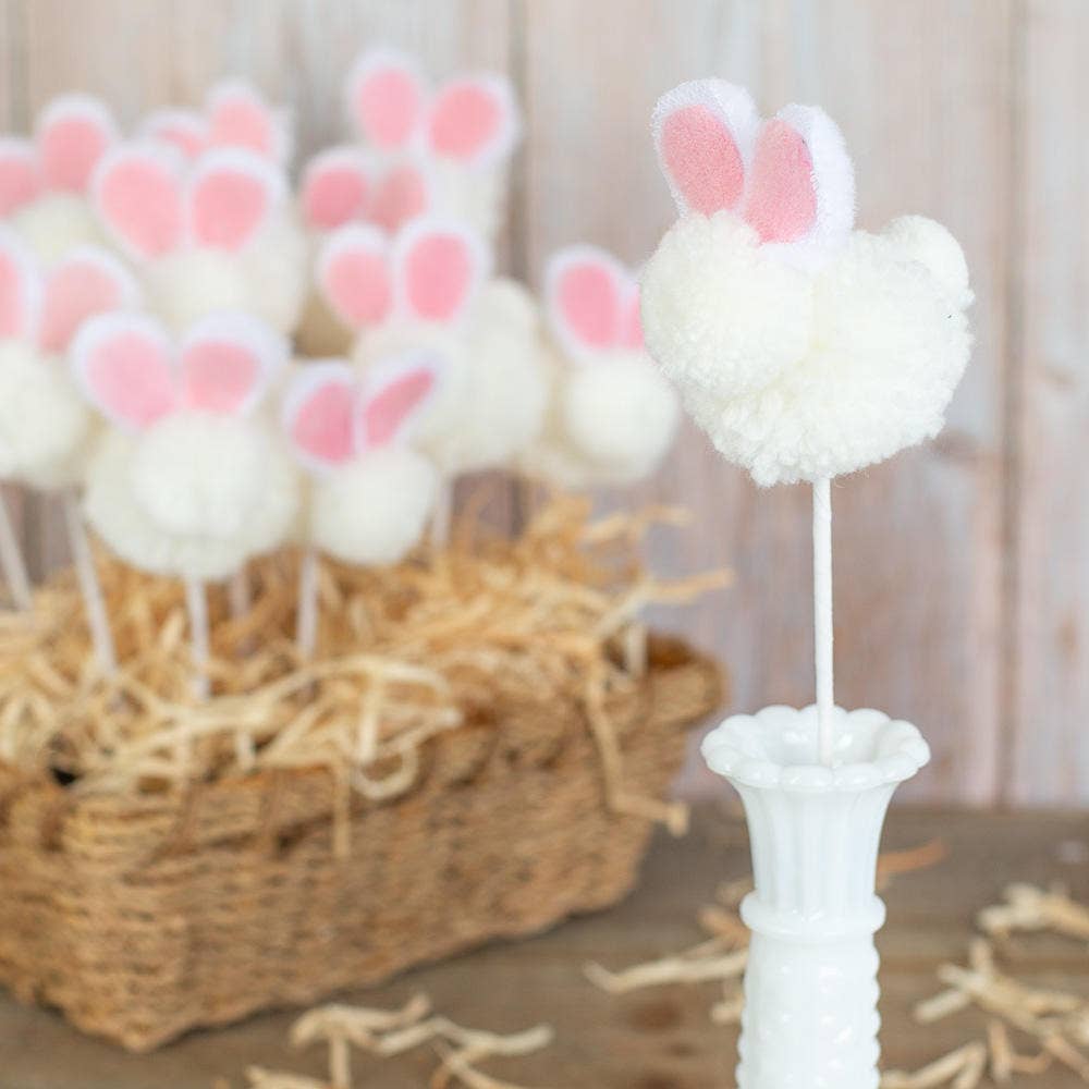 Fluffy Pom Pom Easter Bunny Pick - Nifty Decor & More