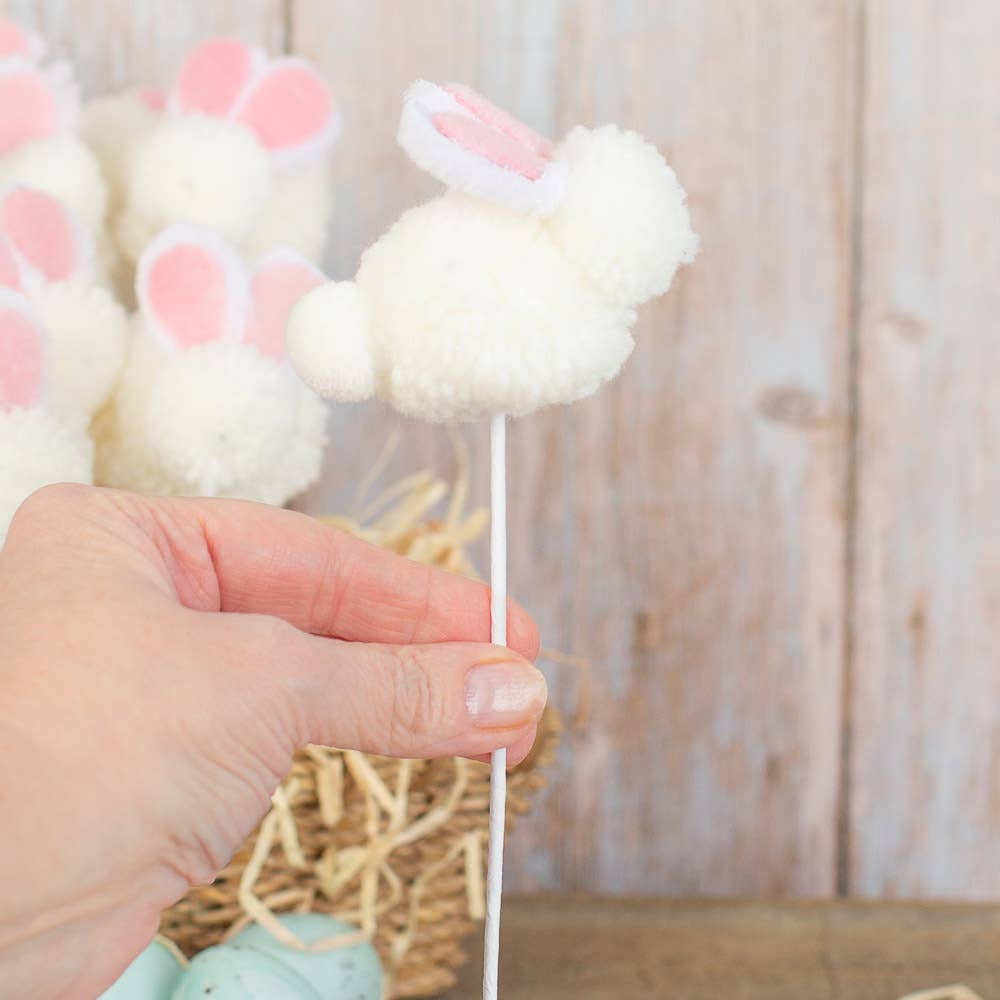 Fluffy Pom Pom Easter Bunny Pick - Nifty Decor & More