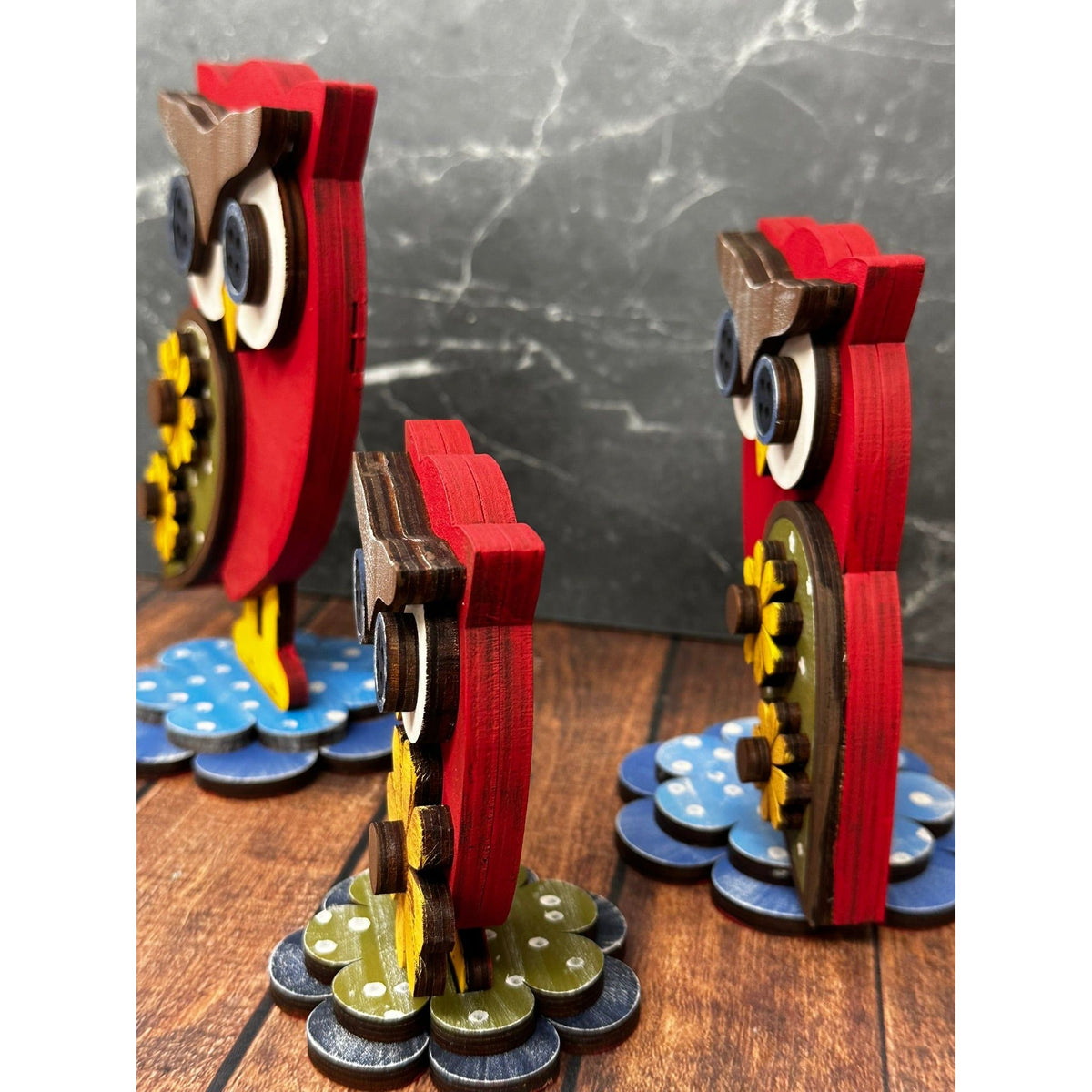 Folk Art Owl Trio - Nifty Decor & More