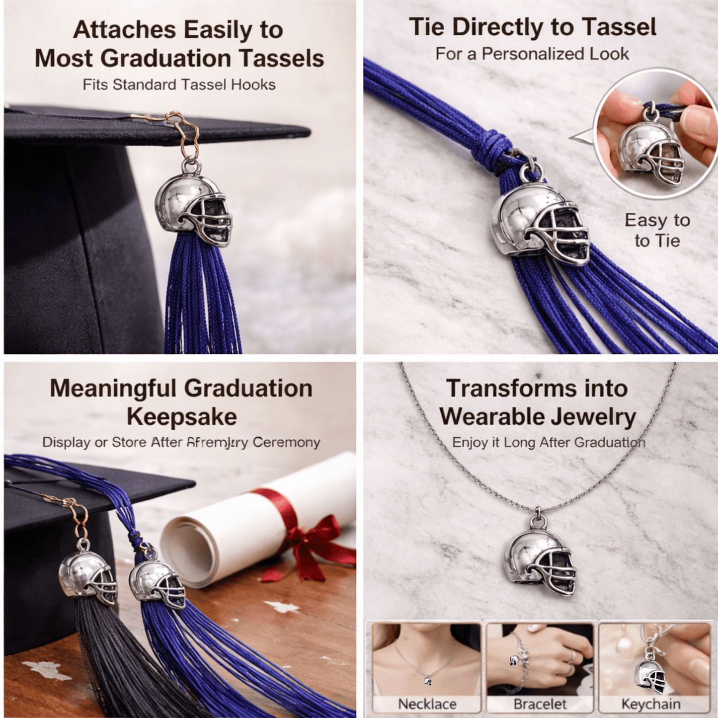 Football Graduation Tassel Charm - Nifty Decor & More