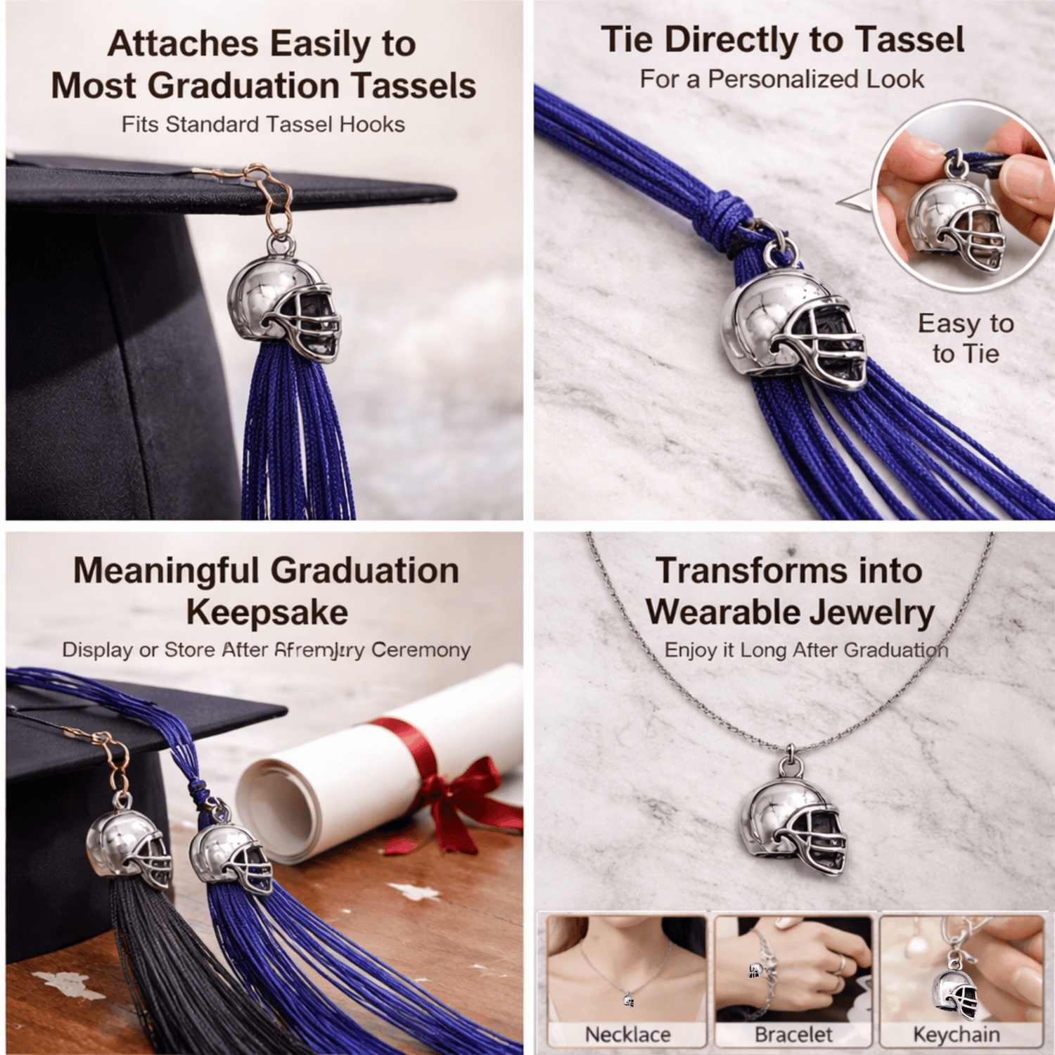 Football Graduation Tassel Charm - Nifty Decor & More