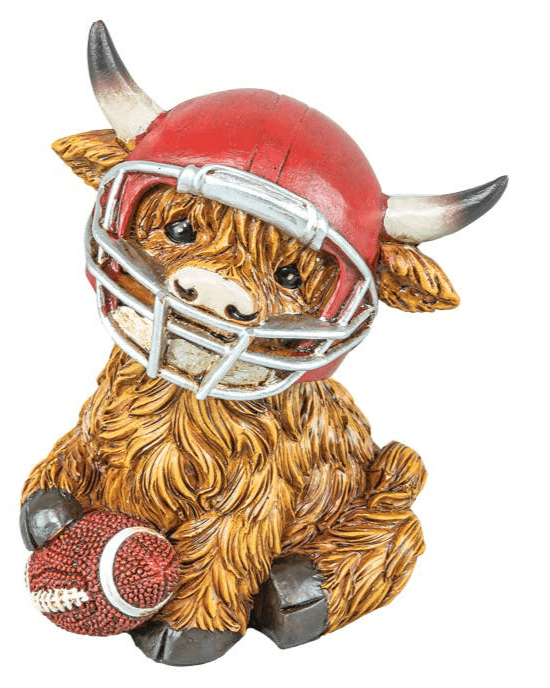 Football Highland Cow Figurines Football Decor Design 3