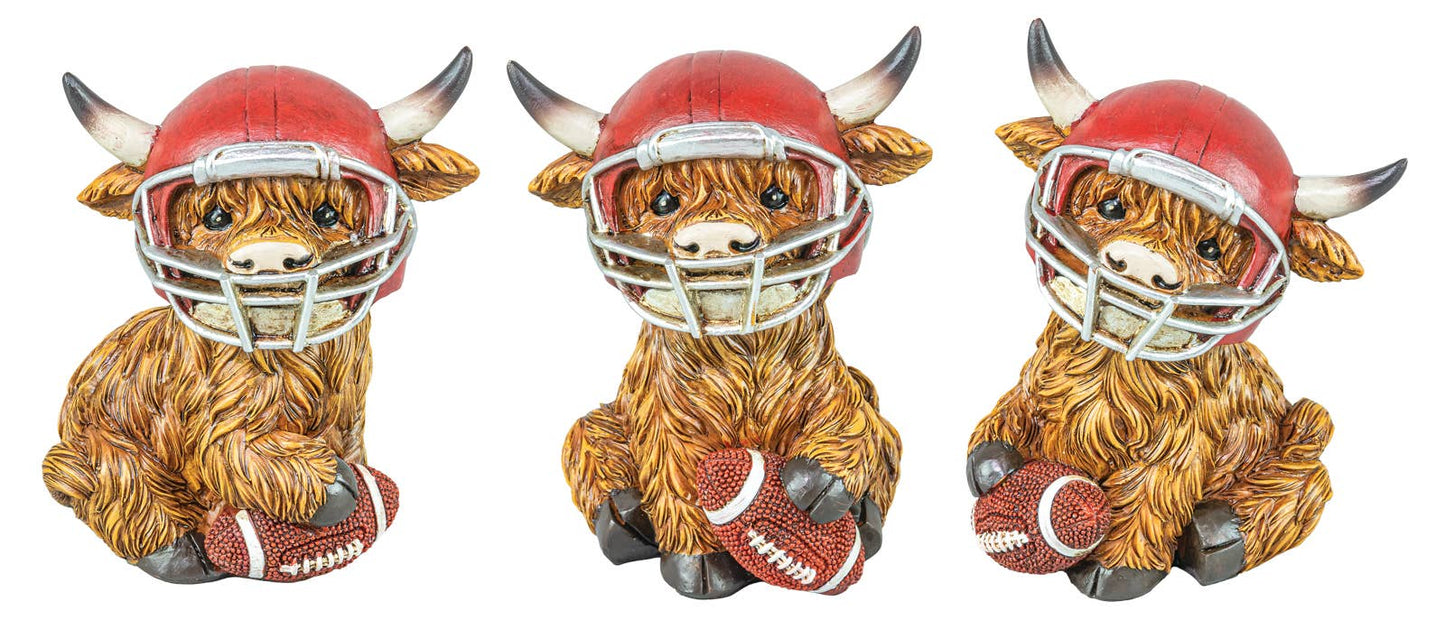Football Highland Cow Figurines Football Decor