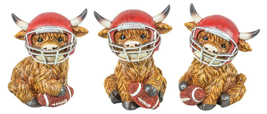 Football Highland Cow Figurines Football Decor