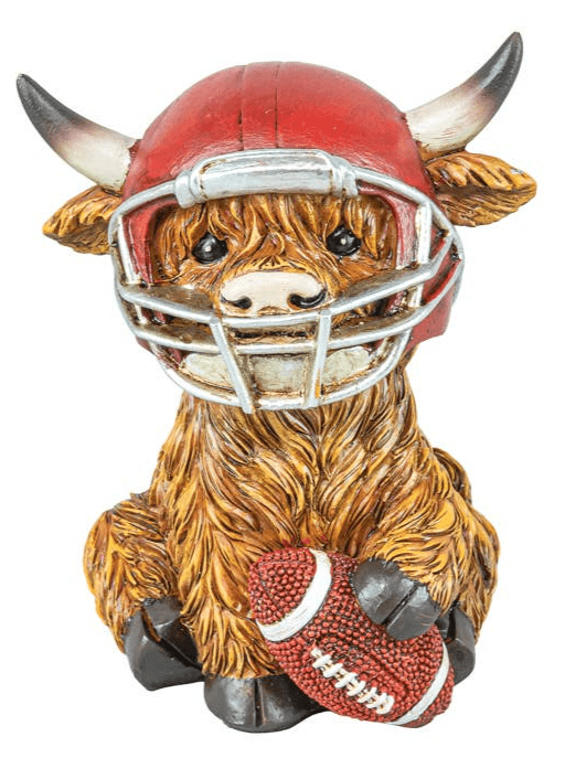 Football Highland Cow Figurines Football Decor Design 2