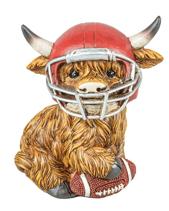 Football Highland Cow Figurines Football Decor Design 1