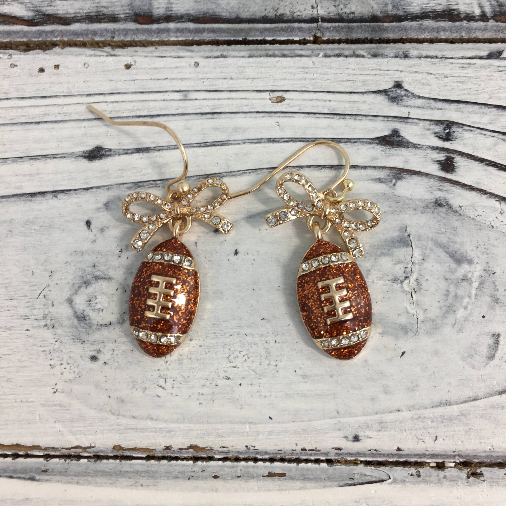 Football / Ribbon Rhinestone Earrings