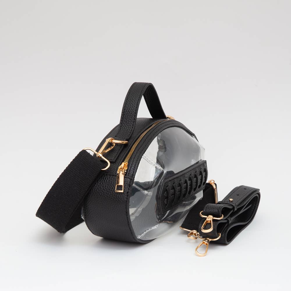 Football shaped clear bag BLK