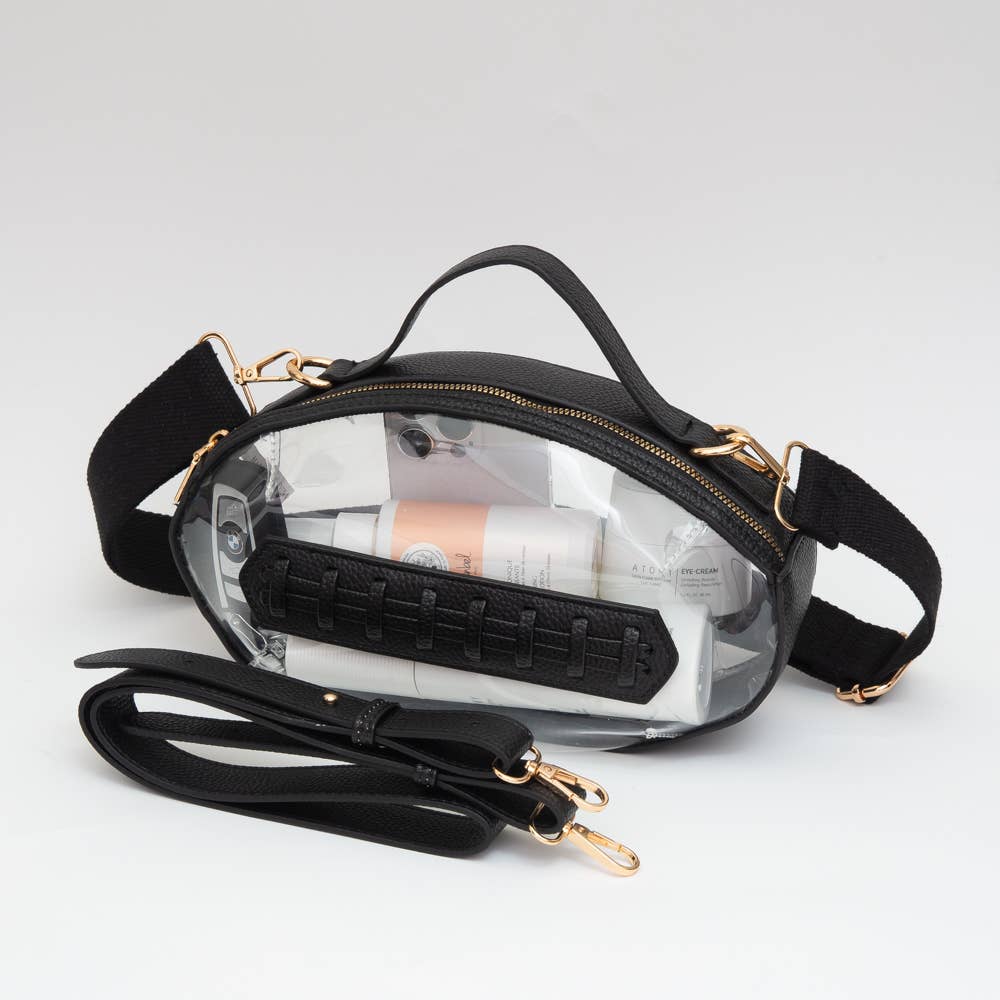 Football shaped clear bag BLK