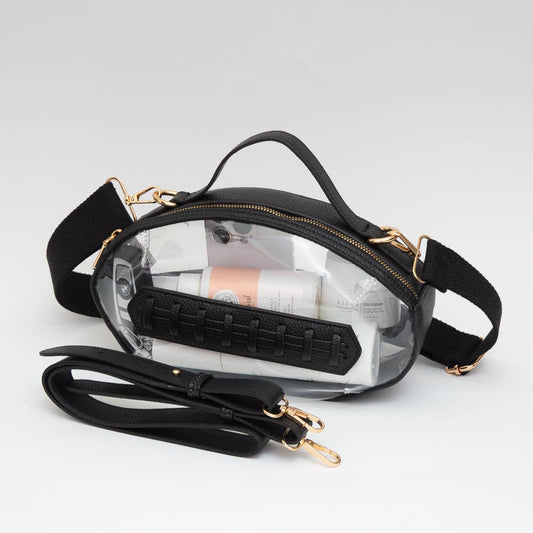 Football shaped clear bag BLK