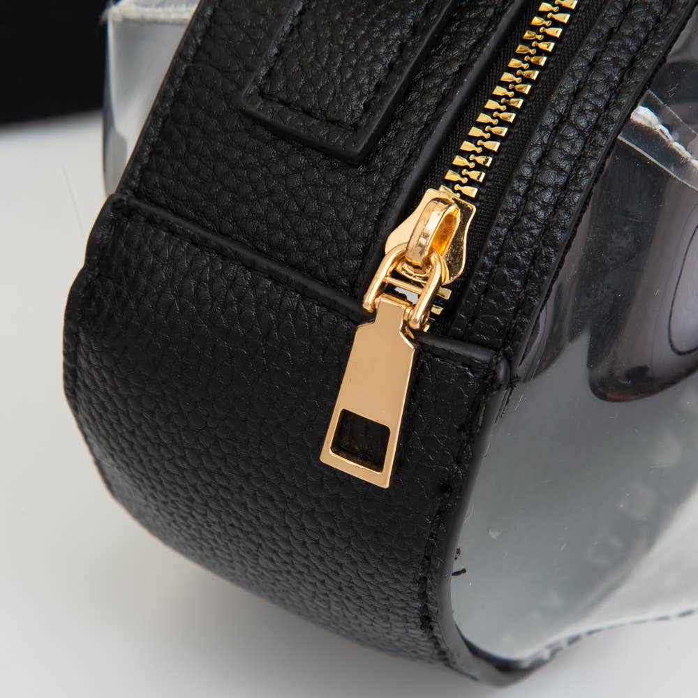 Football shaped clear bag BLK