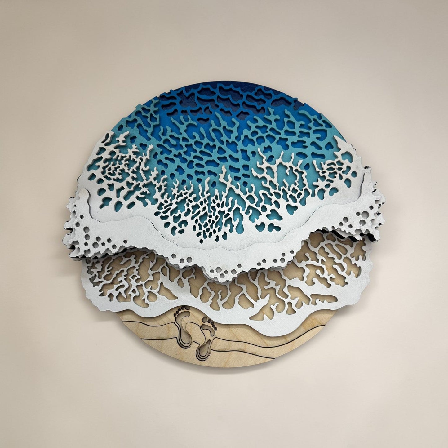 Footprints to Paradise 3D Tropical Beach Wood Art - Nifty Decor & More