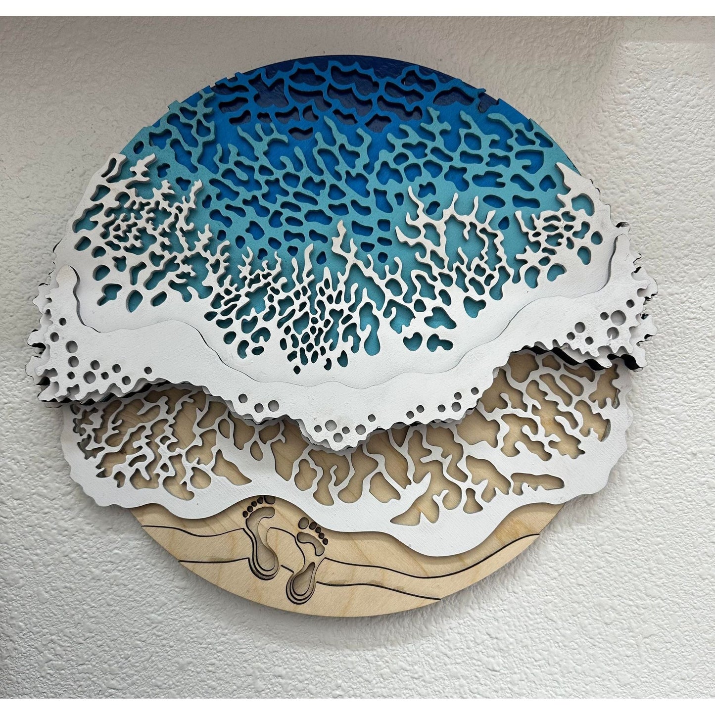 Footprints to Paradise 3D Tropical Beach Wood Art - Nifty Decor & More