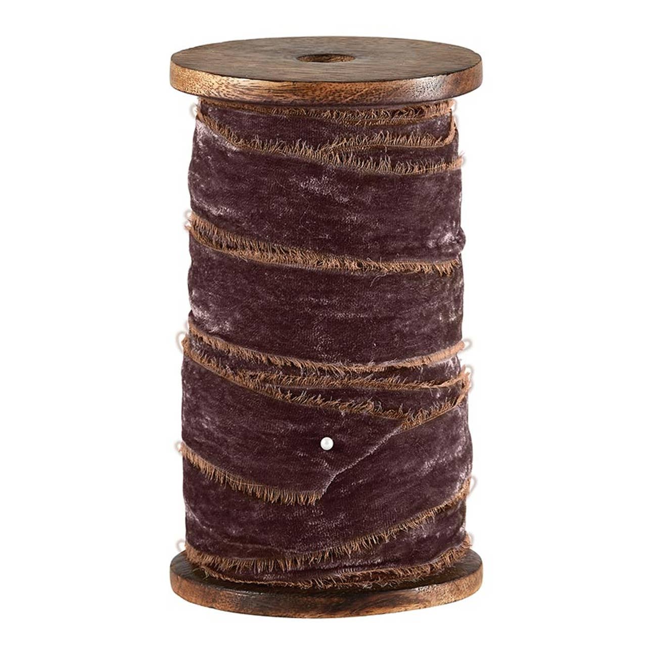 Frayed Velvet Spools Supplies Light Brown