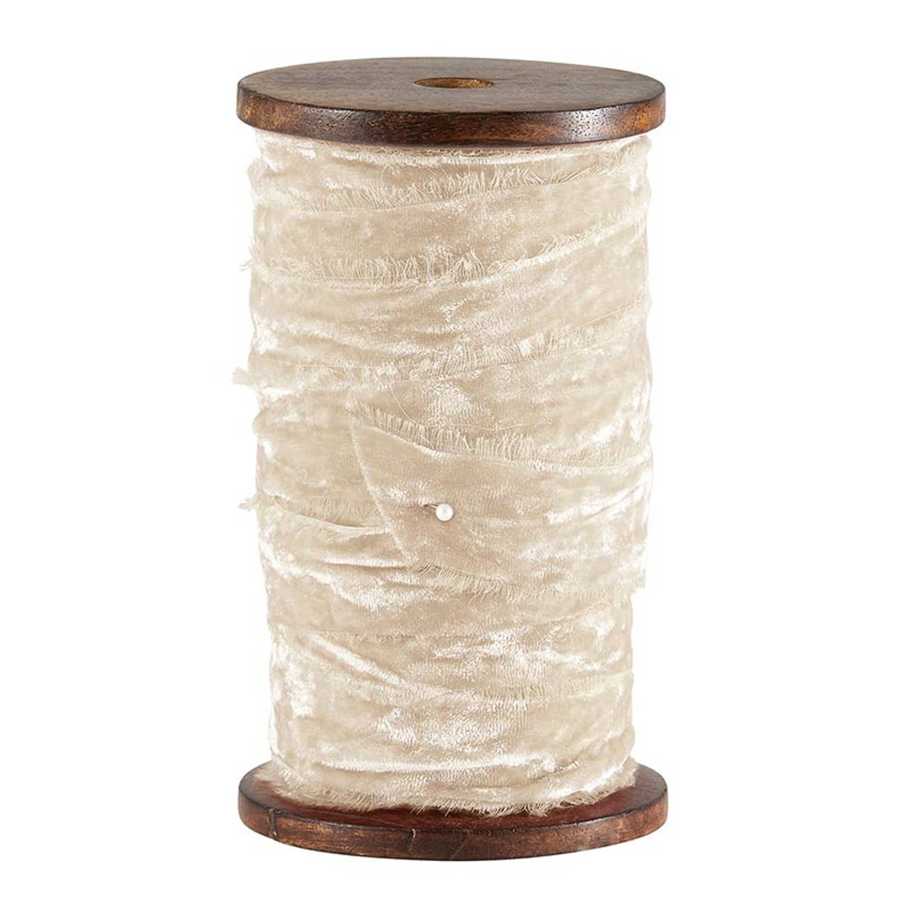 Frayed Velvet Spools Supplies Ivory