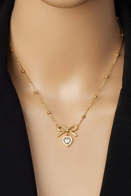 Free Bow Necklace 18k Stainless Steel Tarnish - Nifty Decor & More