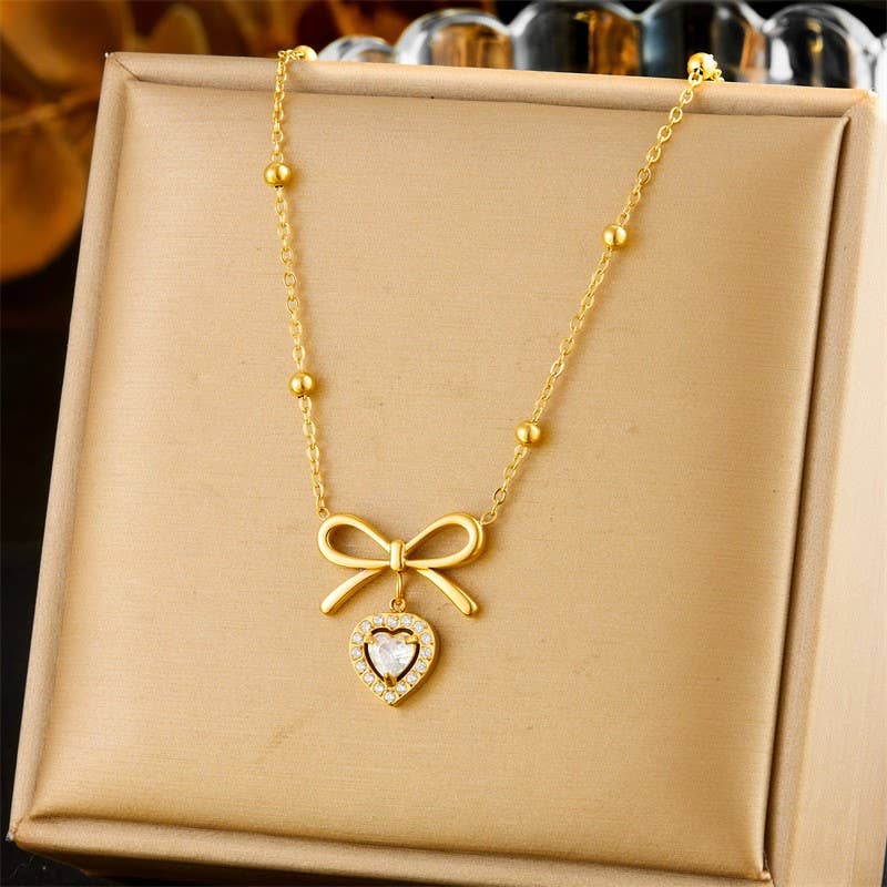 Free Bow Necklace 18k Stainless Steel Tarnish - Nifty Decor & More