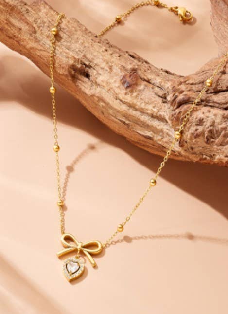 Free Bow Necklace 18k Stainless Steel Tarnish - Nifty Decor & More