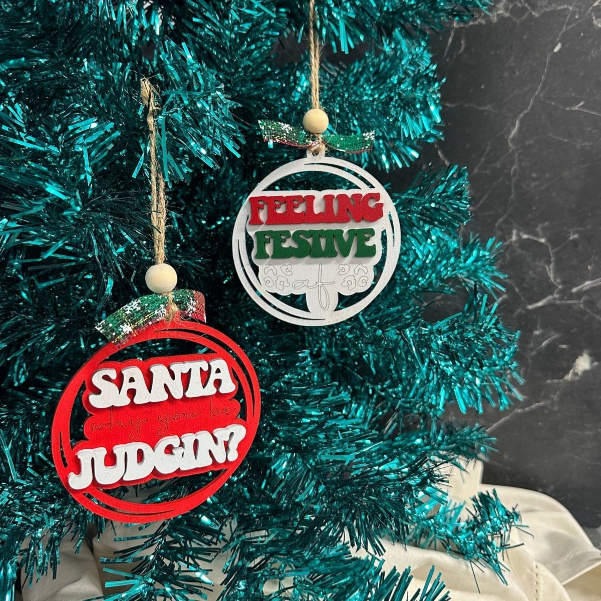 Funny Christmas Sayings Ornaments by NFR Designs - Nifty Decor & More
