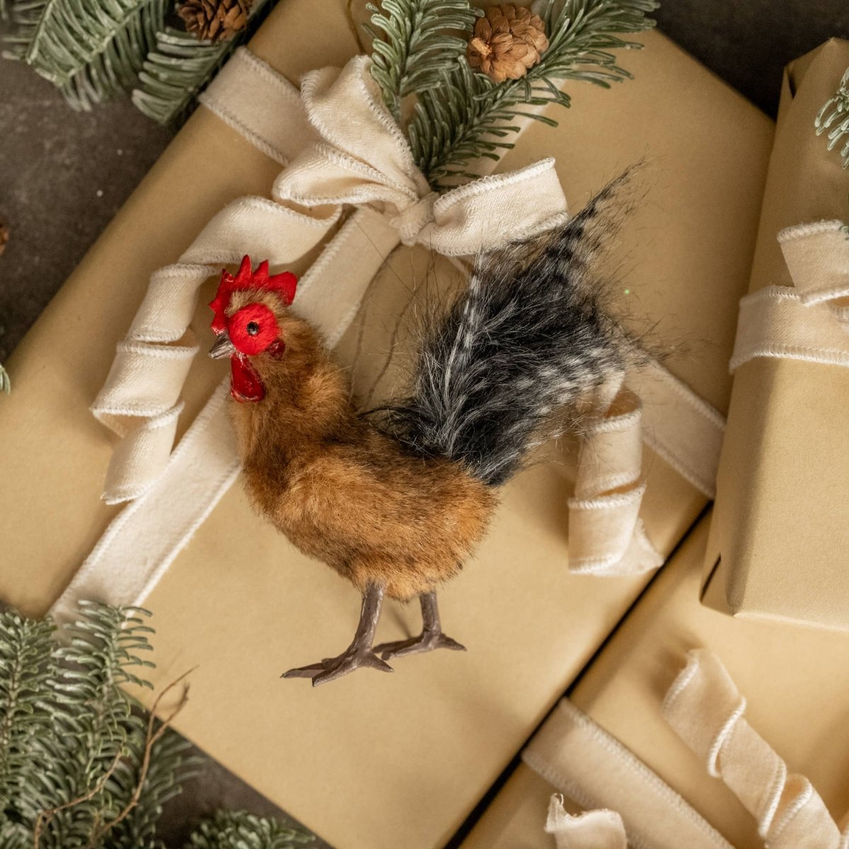 Fur Rooster Ornament - Nifty Decor & More