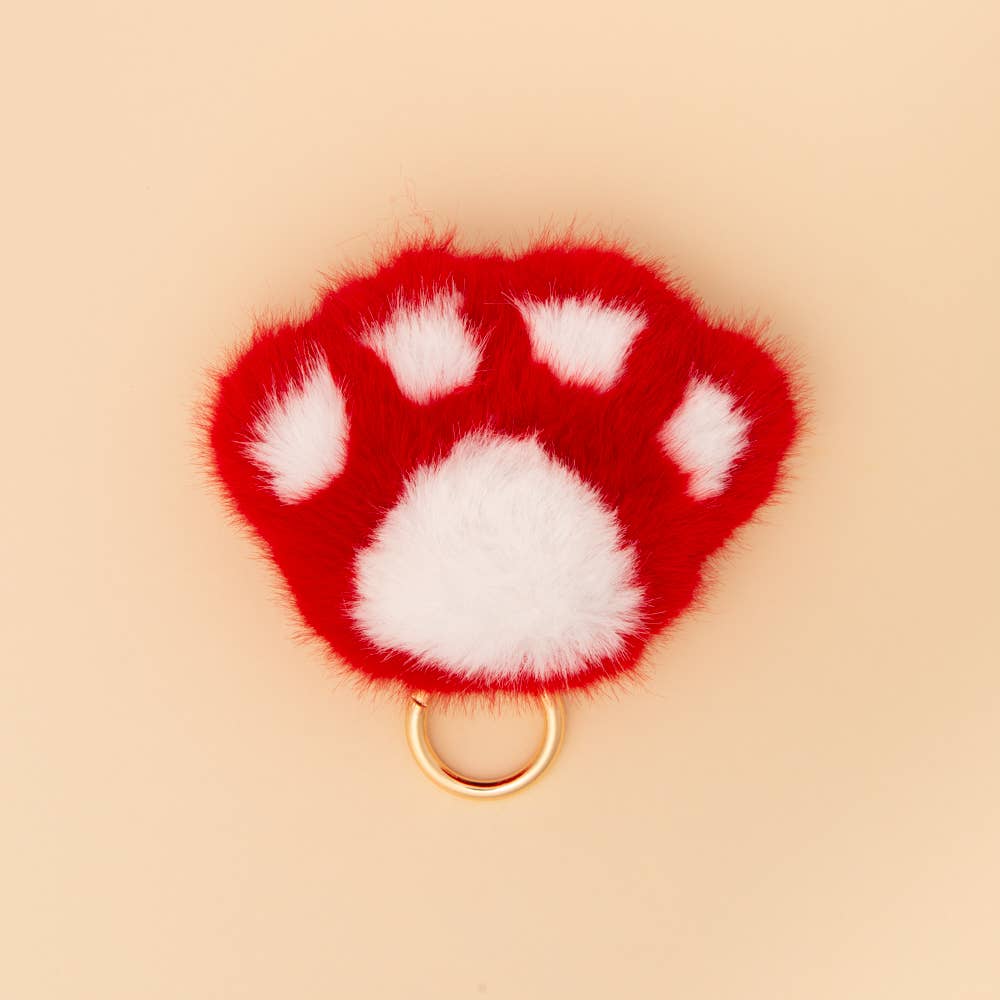 Game Day Faux Fur Paw Print Keychain Charm - Nifty Decor & More