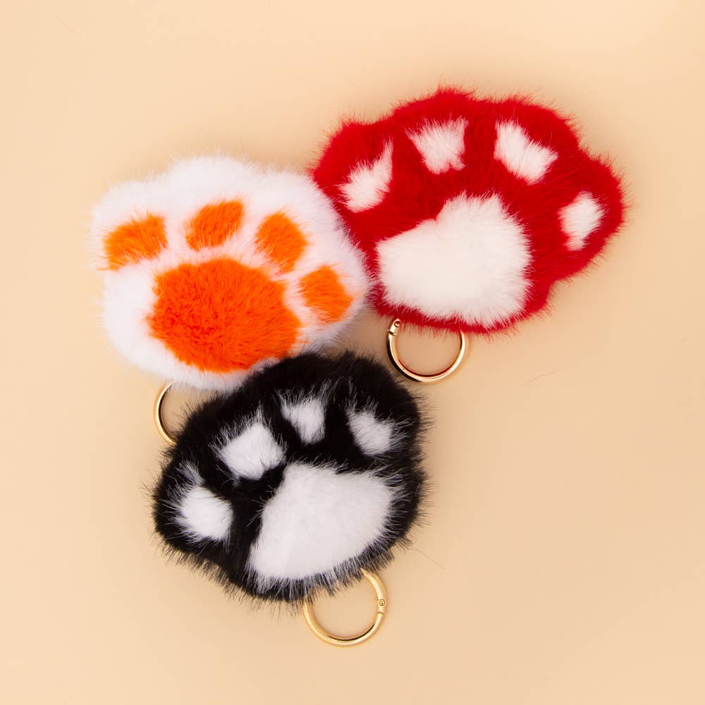 Game Day Faux Fur Paw Print Keychain Charm - Nifty Decor & More