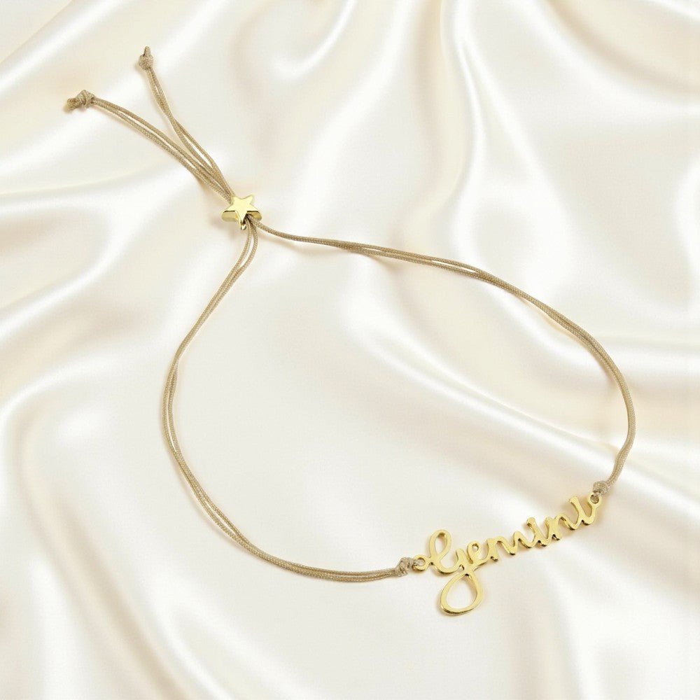 GEMINI Zodiac Cord Bracelet Gold - May 21 - June 20 - Nifty Decor & More