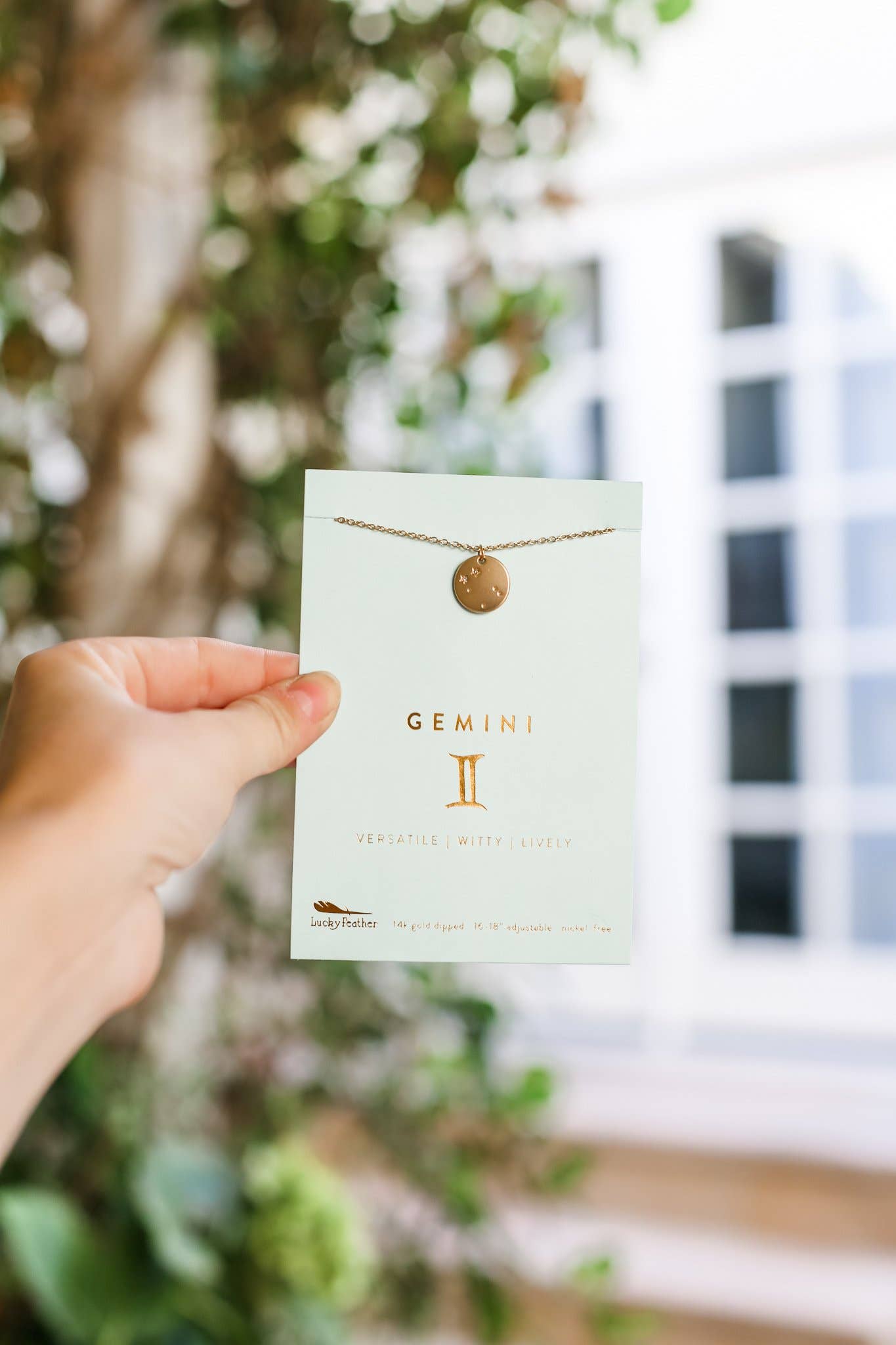 GEMINI Zodiac Necklace - Gold - (May 21 - Jun 20) - Nifty Decor & More