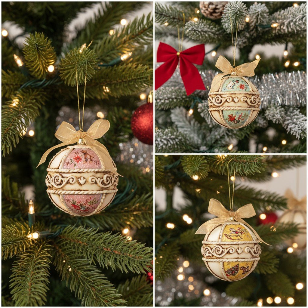 Gerson Company 4.5"H 100MM Glass Ball Ornament, 3 Asst Christmas Ornament