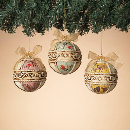 Gerson Company 4.5"H 100MM Glass Ball Ornament, 3 Asst - Nifty Decor & More