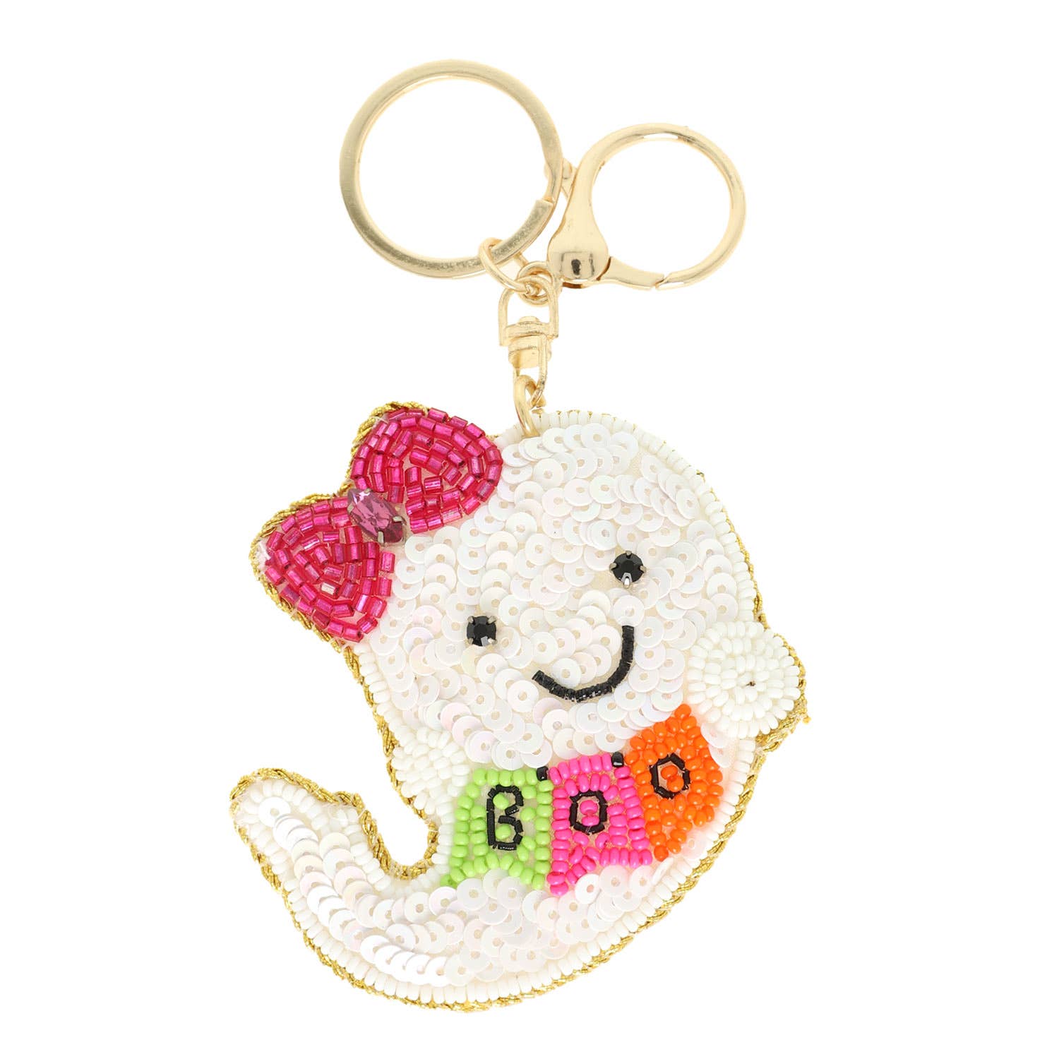 Ghost Boo Sequin Embroidered Keychain - Nifty Decor & More
