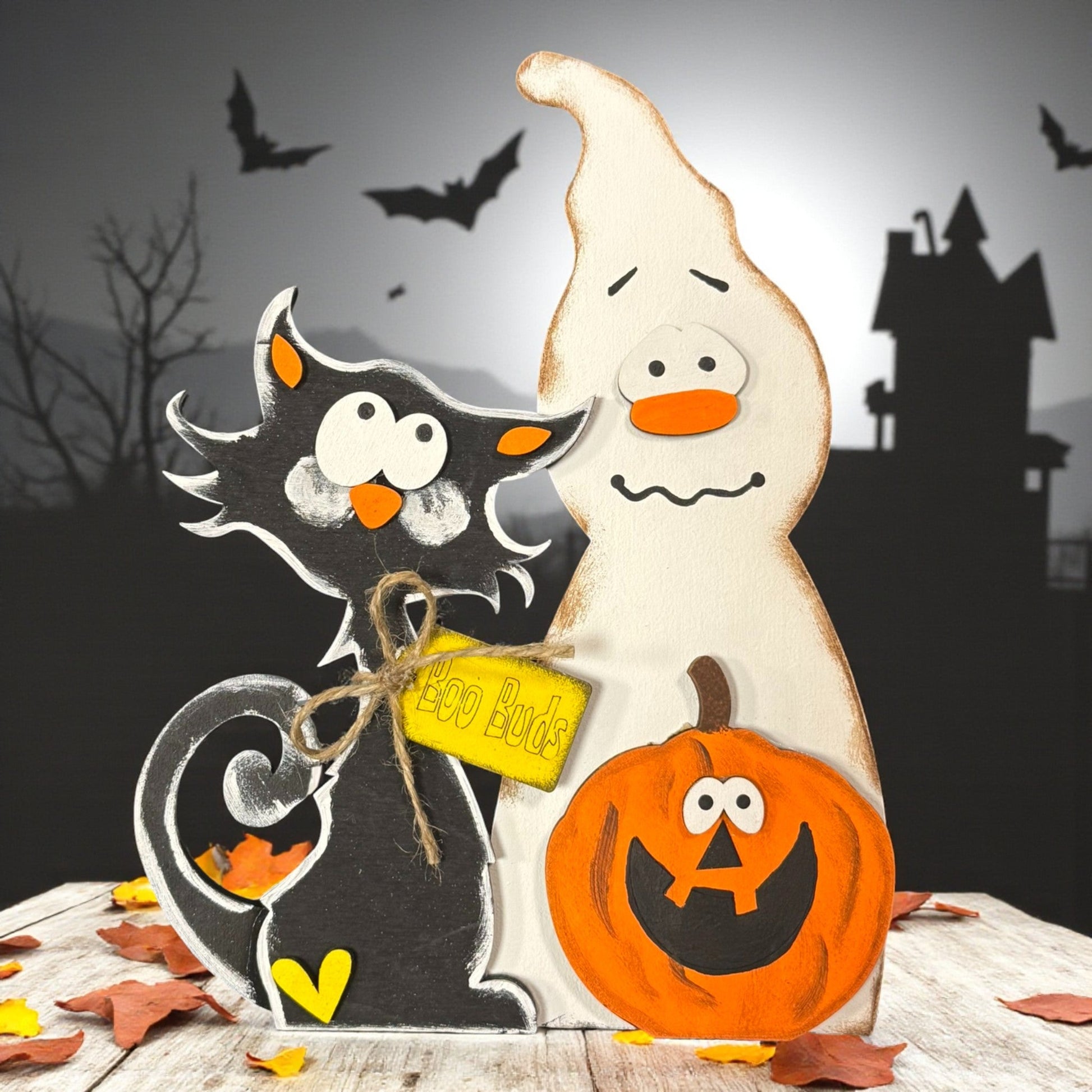 Ghost, Cat & Pumpkin BOO Buds Halloween Decor - Nifty Decor & More