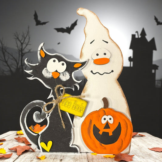 Ghost, Cat & Pumpkin BOO Buds Halloween Decor - Nifty Decor & More