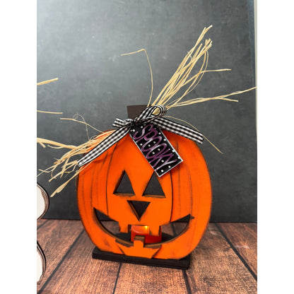 Ghost & Pumpkin Votive Shelf Sitters candle holder