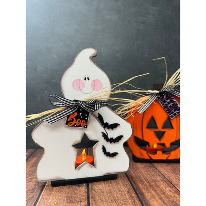 Ghost & Pumpkin Votive Shelf Sitters - Nifty Decor & More