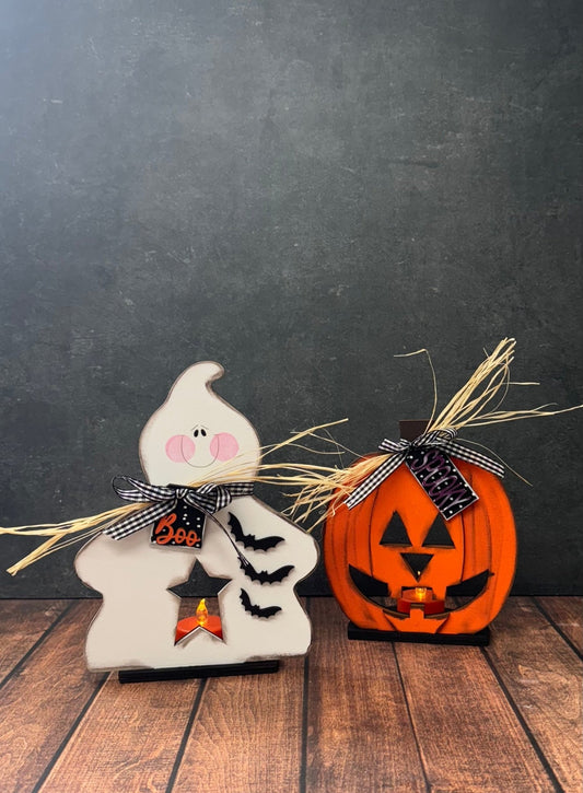 Ghost & Pumpkin Votive Shelf Sitters - Nifty Decor & More