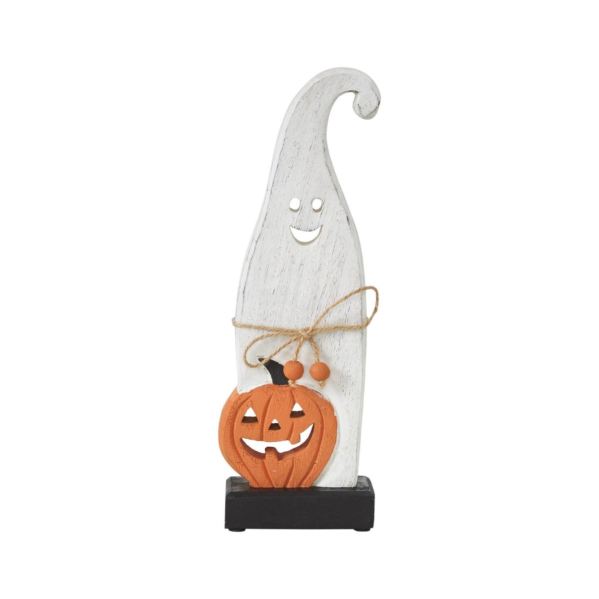 Ghost with Pumpkin Wood Figurine, 12.5" Halloween Decor - Nifty Decor & More