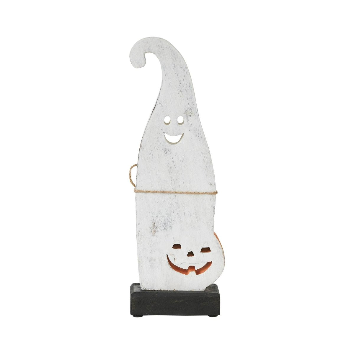 Ghost with Pumpkin Wood Figurine, 12.5" Halloween Decor - Nifty Decor & More