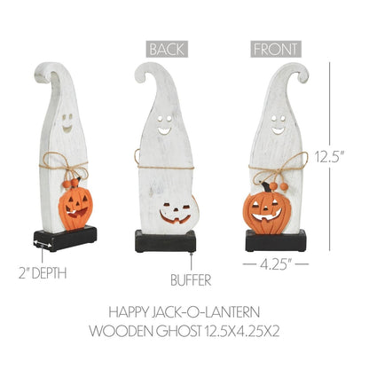 Ghost with Pumpkin Wood Figurine, 12.5" Halloween Decor - Nifty Decor & More