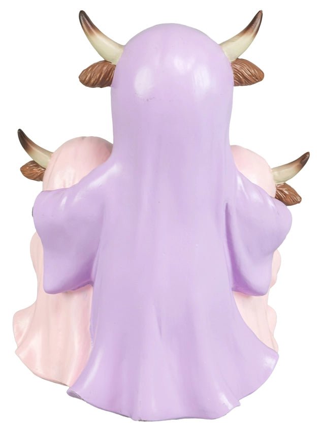Ghostly Pastel Halloween Highland Cow Trio Tabletop - Nifty Decor & More
