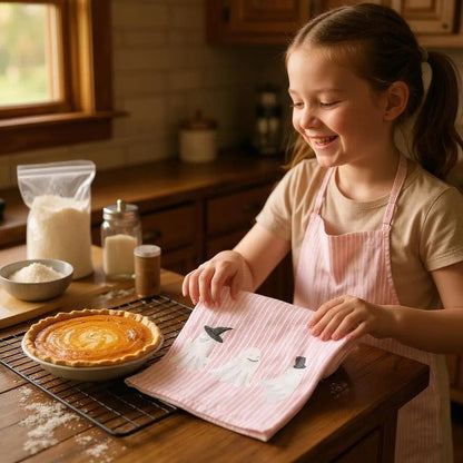 Ghouls Just Wanna Have Fun Hand Towel, Light Pink Black White Halloween Decor, Spooky Bathroom Accessory, Halloween Gift for Ghost Lovers Halloween Accessories