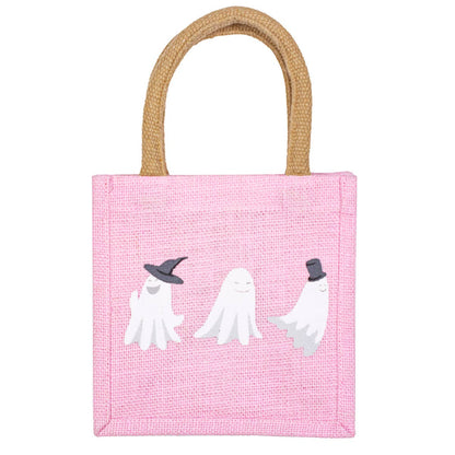 Ghouls Petite Gift Tote, Light Pink White Small Handbag, Perfect for Halloween Surprises, Fun Seasonal Gift Bag - Nifty Decor & More