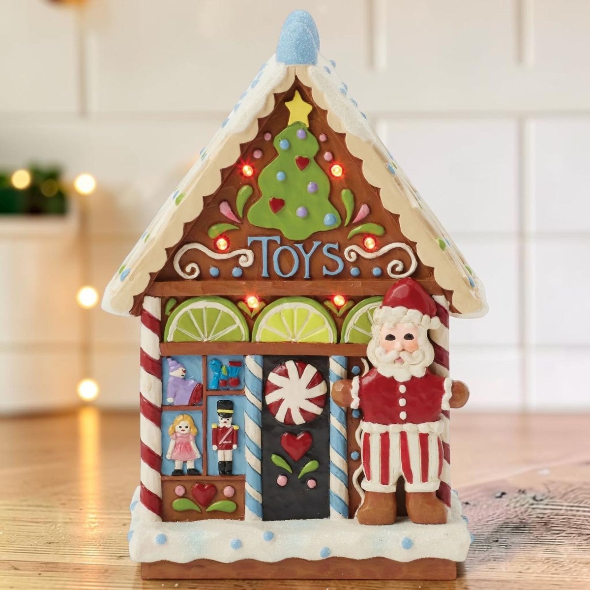 Gingerbread LED Toy Shop Fig - Nifty Decor & More