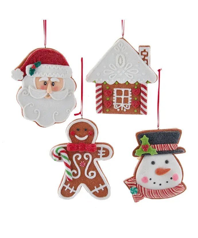 Gingerbread Santa, Snowman and House Ornaments, 3 Assorted - Nifty Decor & More