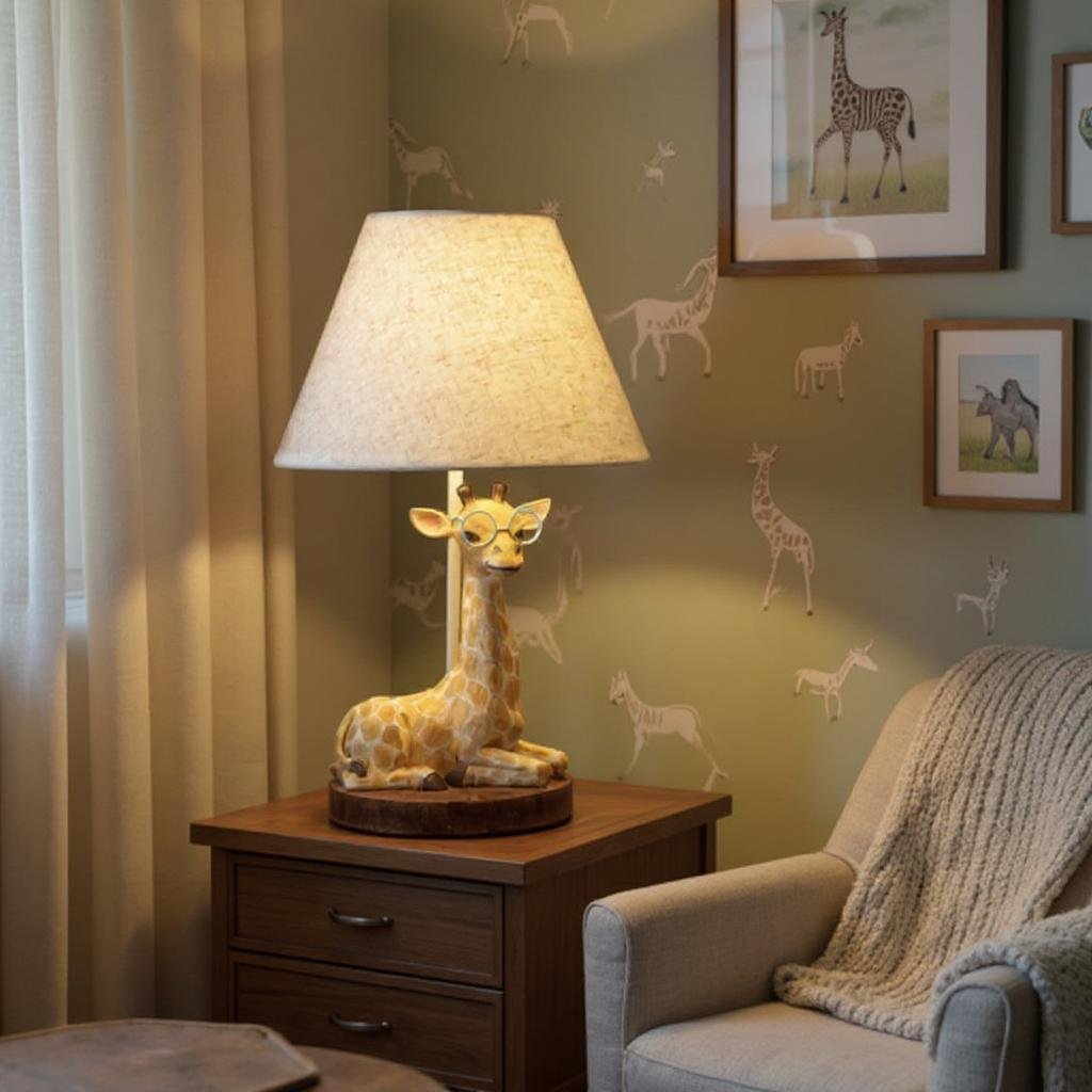 Giraffe Lamp 18" with Blue Glasses, Fun & Unique Lighting for Kids Room, Whimsical Home Decor Gift - Nifty Decor & More
