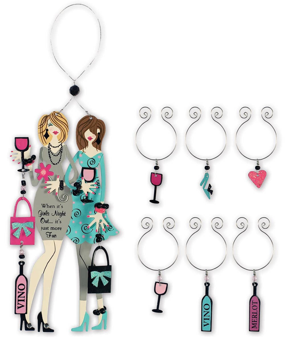 Girlfriends Turquoise Wine Bottle 7pc Set - Nifty Decor & More