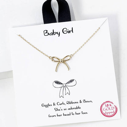Girls Bow Charm Necklace Gold Dipped, Stylish Coquette Design, Great Gift Idea for Birthdays and Holidays Stud Earrings