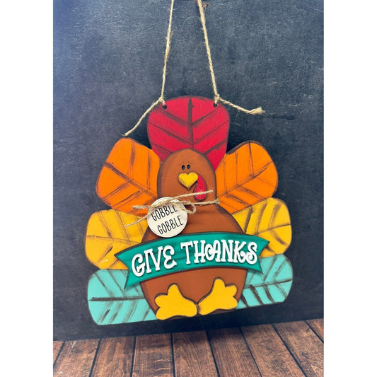 Give Thanks Turkey Door Hanger