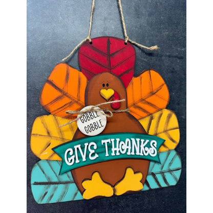Give Thanks Turkey Door Hanger - Nifty Decor & More