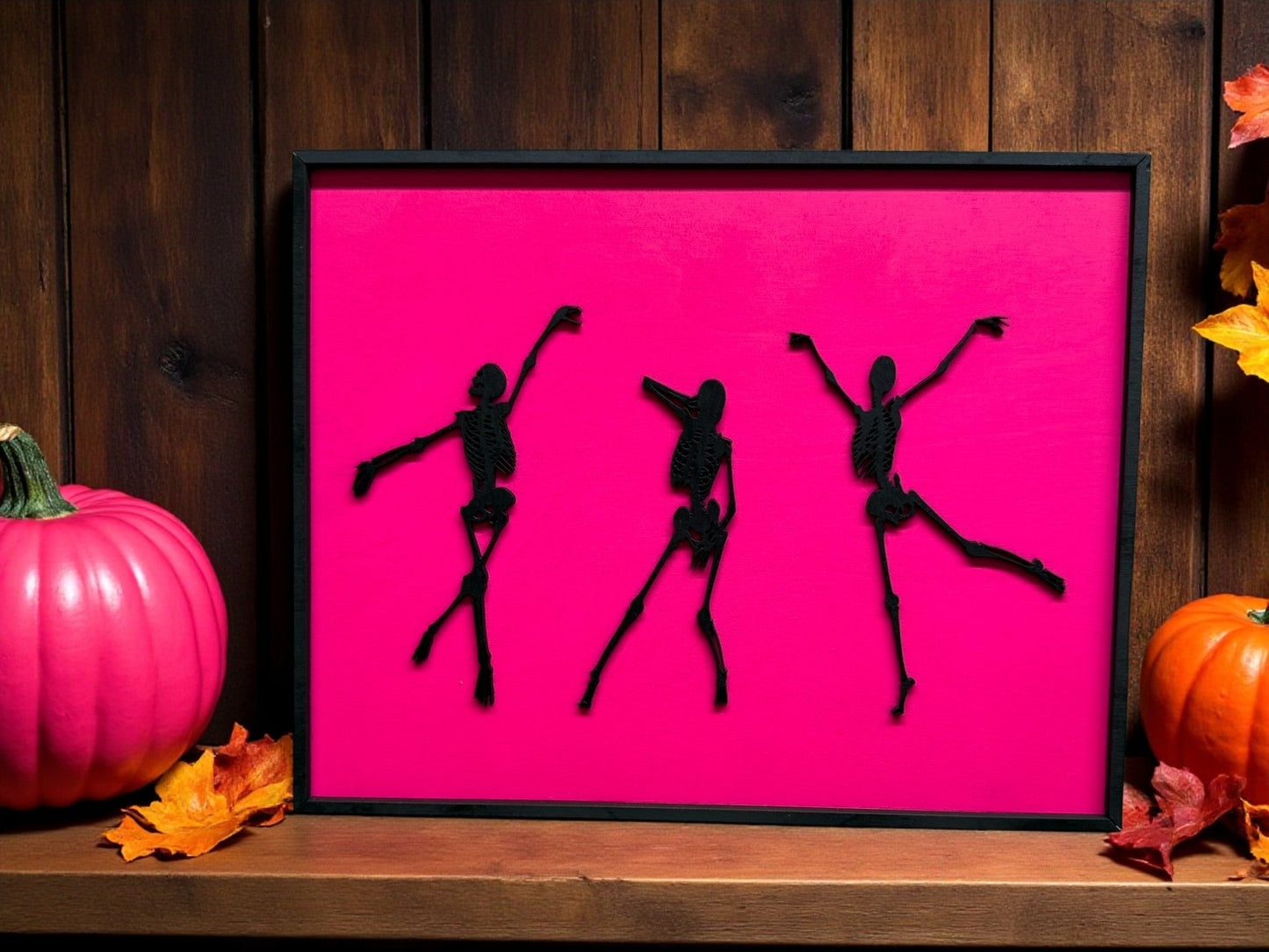 Glam Spooky Handmade Wall Art Set Halloween Decor Dancing Skeletons